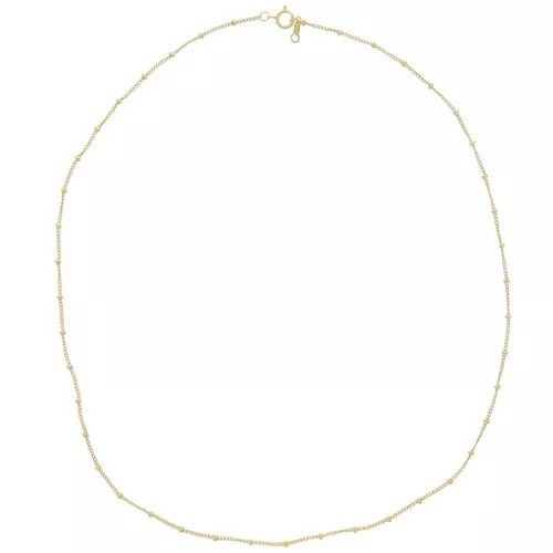 Necklace with curb chain and alternating round beads 2 mm Gold filled (gold laminated) x46cm