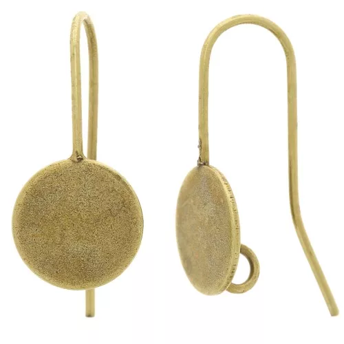 10mm Earwires for flat back cabochon - Bronze Tone x2