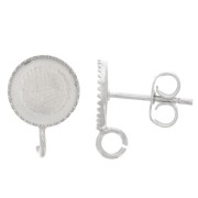 Earstuds for 8mm flat back cabochon - open ring - Silver Tone x2|raw }}