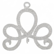 20x21mm Striated Design spacer with 2 Open Rings - Silver Tone x1|raw }}