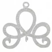 20x21mm Striated Design spacer with 2 Open Rings - Silver Tone x1