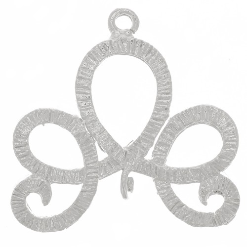 20x21mm Striated Design spacer with 2 Open Rings - Silver Tone x1