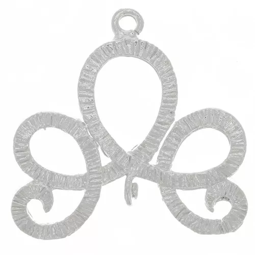 20x21mm Striated Design spacer with 2 Open Rings - Silver Tone x1