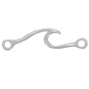 25x6mm 925 Sterling Silver Wave Spacer with 2 closed rings x1|raw }}