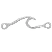 25x6mm 925 Sterling Silver Wave Spacer with 2 closed rings x1