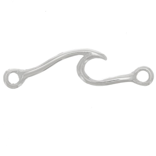 25x6mm 925 Sterling Silver Wave Spacer with 2 closed rings x1