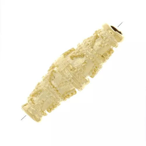 24x8mm Worked tube bead - Fine Gold plated x1