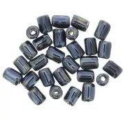 7x5mm Heishi style ceramic tube beads - Iridescent Black x5