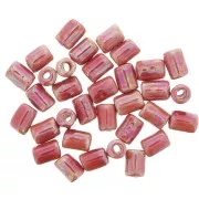 7x5mm Heishi style ceramic tube beads - Iridescent Light Red x5