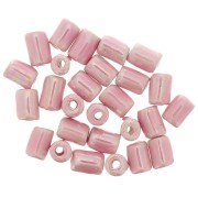 7x5mm Heishi style ceramic tube beads - Iridescent Light Pink x5|raw }}