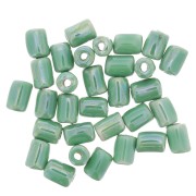 7x5mm Heishi style ceramic tube beads - Iridescent green x5|raw }}