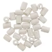 7x5mm Heishi style ceramic tube beads - Iridescent white x5