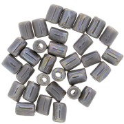 7x5mm Heishi style ceramic tube beads - Pearly grey x5
