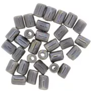 7x5mm Heishi style ceramic tube beads - Pearly grey x5
