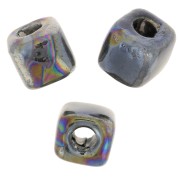 5mm Ceramic cube beads - Iridescent black x5|raw }}
