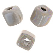 5mm Ceramic cube beads - Iridescent grey x5|raw }}