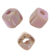 5mm Ceramic cube beads - Iridescent marbled light pink x5|raw }}