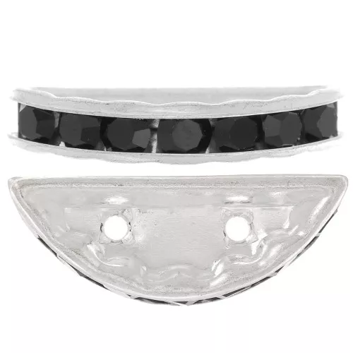 Half moon Rondelle 20x9mm Silver-colored Jet x1