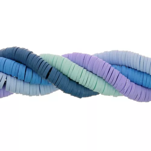 6x1mm Heishi polymer clay round beads assortment - Blue Shades x1