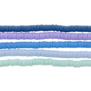 6x1mm Heishi polymer clay round beads assortment - Blue Shades x1