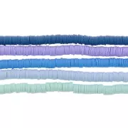 6x1mm Heishi polymer clay round beads assortment - Blue Shades x1