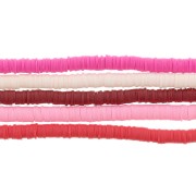 6x1mm Heishi polymer clay round beads assortment - Pink Shades x1