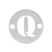 8.5mm 925 Sterling Silver 2-hole Round letter Q connector x1