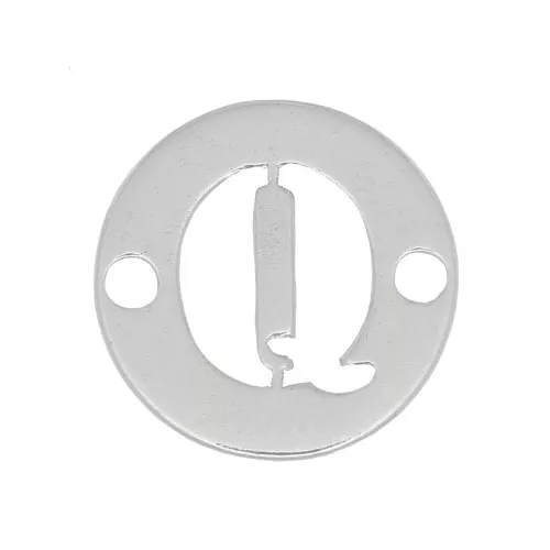 8.5mm 925 Sterling Silver 2-hole Round letter Q connector x1