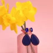 37x26mm Flat resin drop bead - Navy Blue x1