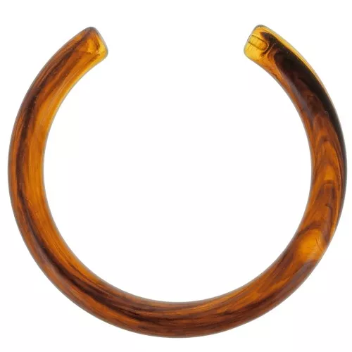 Half-round spacer for creoles in translucent resin 50 mm - Marbled amber x1