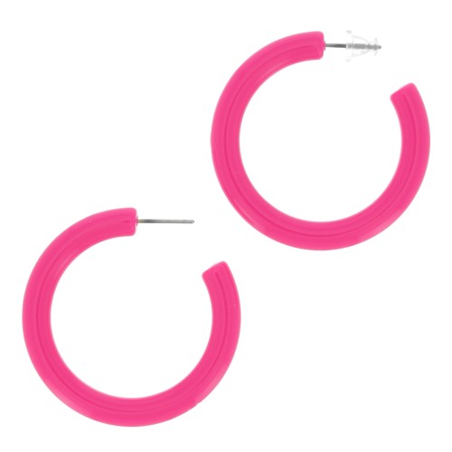 41mm Resin Hoop earrings - Fuchsia x2