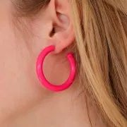41mm Resin Hoop earrings - Fuchsia x2