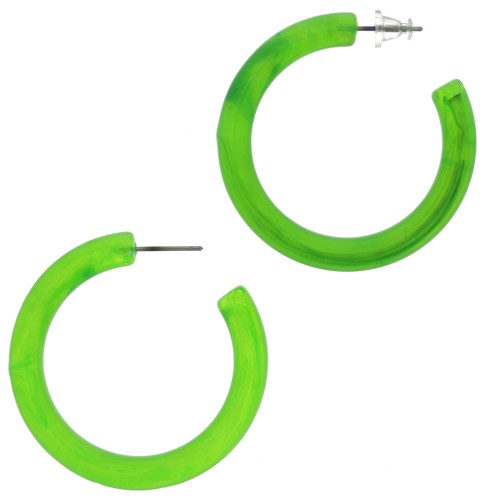 41mm Resin Hoop earrings - Marbled green x2