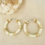 41mm Resin Hoop earrings - Marbled green x2