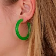 41mm Resin Hoop earrings - Marbled green x2
