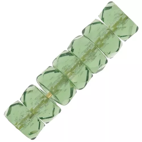Heishi faceted rondelle beads 6x3 mm - Prairie Green x25