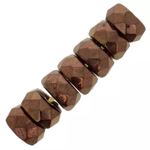 Heishi faceted rondelle beads 6x3 mm - Jet Bronze x25