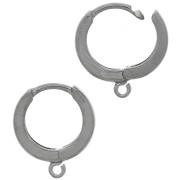14mm 925 Sterling Silver leverback hoop earrings with open ring - Black Rhodium x2|raw }}