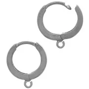 14mm 925 Sterling Silver leverback hoop earrings with open ring - Black Rhodium x2
