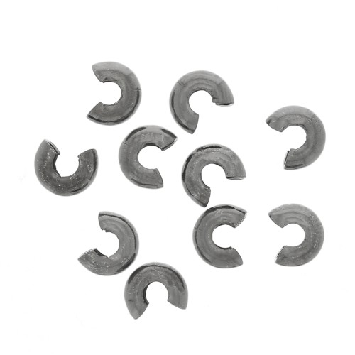 925 Sterling Silver 5mm crimp bead covers - Black Rhodium x4