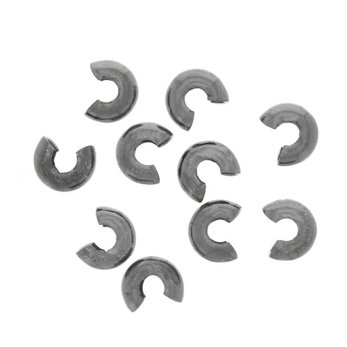 925 Sterling Silver 5mm crimp bead covers - Black Rhodium x4