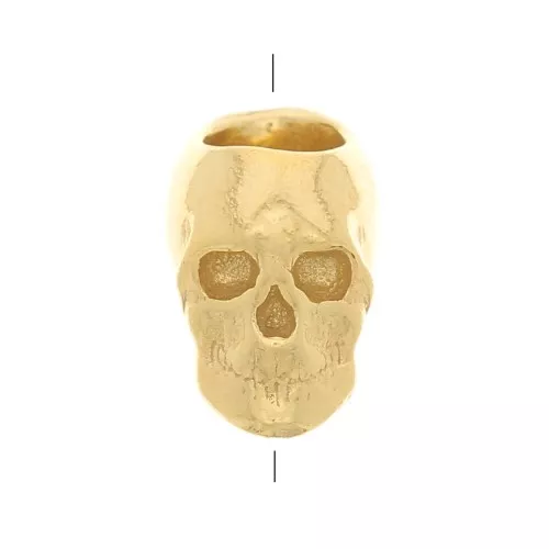 7x5mm 925 Sterling Silver Skull and crossbones bead with large hole - Fine Gold x1
