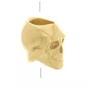 7x5mm 925 Sterling Silver Skull and crossbones bead with large hole - Fine Gold x1