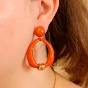 41x37mm Opaque Resin Ethnic Drop Pendant - Terracotta x1