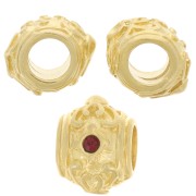 12x9mm Round flattened bead - large hole for 1.8mm cabochon - Fine Gold Plated x1|raw }}