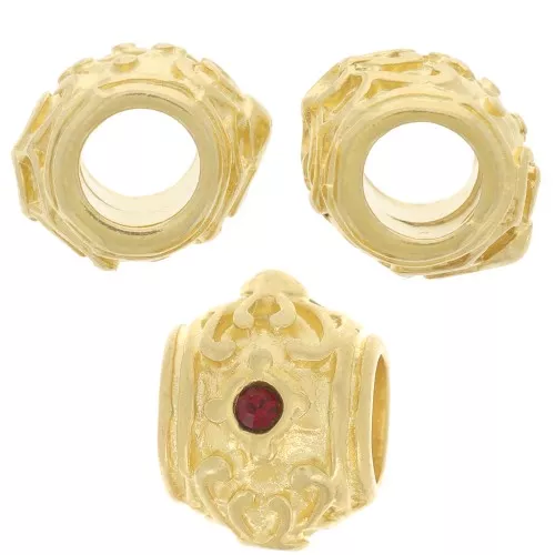 12x9mm Round flattened bead - large hole for 1.8mm cabochon - Fine Gold Plated x1