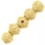 12x9mm Round flattened bead - large hole for 1.8mm cabochon - Fine Gold Plated x1