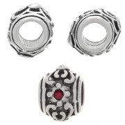12x9mm Round flattened bead - large hole - for 1.8mm cabochon - Antique Silver x1|raw }}