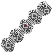 12x9mm Round flattened bead - large hole - for 1.8mm cabochon - Antique Silver x1