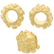 10mm Round bead - flower pattern - large hole - Fine Gold Plated x1